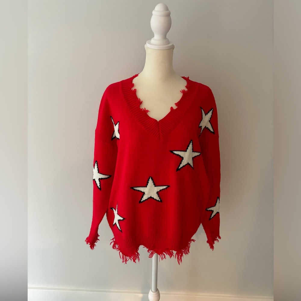 Red V-Neck Sweater